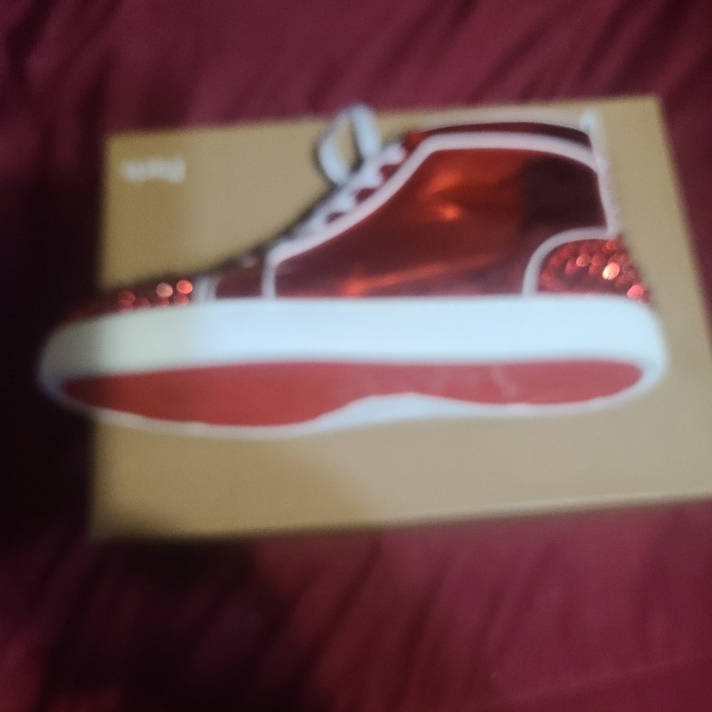 Christian Louboutin Lou Spikes 2 Patent High Top Sneaker Size 44